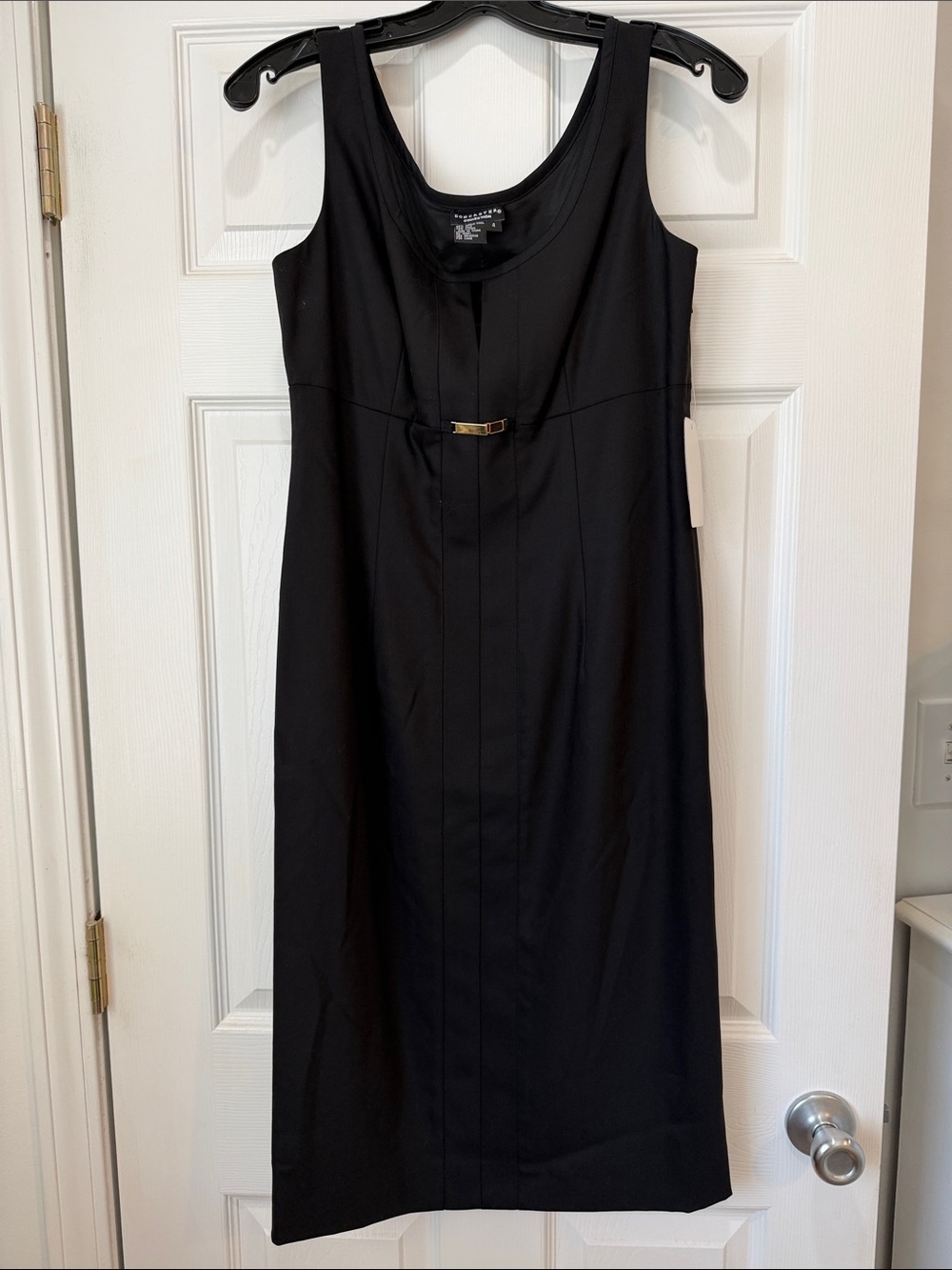 Doncaster Black Sleeveless Sheath Dress with Gold Accent